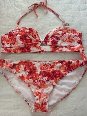 Time and Tru Pink and Orange Tie-Dye Bikini Set